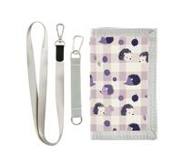 Yoogain Portafoglio uomo Purple Hedgehogs Checkered Plaid per carte di credito portafogli minimalisti per carte e contanti con cordino, porcospini viola a scacchi plaid, 1 size, Moda