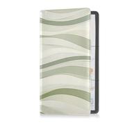Yoogain Portaoggetti minimalista verde con motivo a linee ondulate in pelle PU per auto e assicurazione per organizzare l'automobile portafoglio custodia organizer per patente di guida, carte e