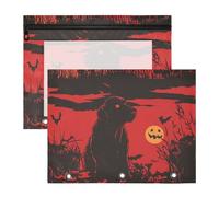 Yoogain Raccoglitore a 3 fori multiuso per lettere di carta A4, confezione da 2 articoli scolastici per studenti, Labrador morto, Halloween