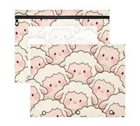 Yoogain Raccoglitore a astuccio trasparente per lettere formato A4, confezione da 2 pezzi, per studenti e classi di cartoni animati, motivo pecora, bianco