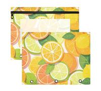 Yoogain Raccoglitore portamatite, multiuso, con 3 fori, per lettere formato A4, confezione da 2 pezzi, per studenti, ufficio, giallo, limone, arancia, frutta