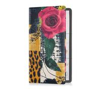 Yoogain Red Roses - Custodia a portafoglio in pelle con motivo scozzese colorato, stile retrò, per assicurazione e carta d'identità, per tenere in ordine la patente di guida, carte e documenti