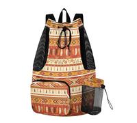 Yoogain Retro Bobo floreale a righe Draw String Back Bag Pool Bag con tasche Athletic Cinch Sack impermeabile
