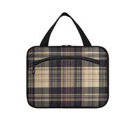 Yoogain Retro Brown Plaid Check Pattern appeso borsa da viaggio da uomo da toilette con gancio, borsa kit moda designer per gli uomini per le donne deve viaggiare estuche para guardar maquillaje L
