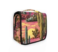 Yoogain Retro Sun Cacti Purple Art kit da viaggio per le donne con gancio per appendere cerniera borsa da toilette appeso verticale autoportante