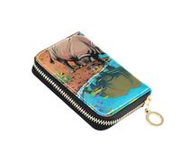 Yoogain Rhino Dopamine Color cuoio titolare della carta portafoglio donna Con 2 slot per contanti RFID Blocco porta carte di credito per gli uomini con cerniera