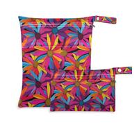 Yoogain Sacchetti bagnati lavabili Confezione da 2 elementi essenziali da viaggio per volare con manici per viaggiare (Coneflower Genesis Colorful)