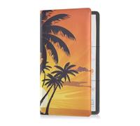 Yoogain Sagome di palme al tramonto in pelle auto registrazione e assicurazione titolare vano portaoggetti Organizzare portafoglio accessori custodia per carte, documento essenziale patente di guida