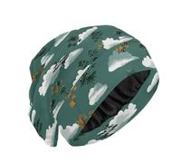 Yoogain Satin Sleep Reversibile Cofano Copertura Dei Capelli Cappelli per le Donne Kitsch Capelli Uomini Nuvola IslOlive Verde Bianco