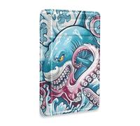Yoogain Sea Animal Vs Seppie in pelle mens tasca frontale portafoglio sottile con finestra ID RFID blocco porta carte per uomini e donne