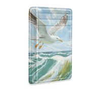 Yoogain Seagull Flying Over The Ocean Waves portafogli sottili da donna in pelle con finestra ID blocco RFID piccolo porta carte di credito per uomini e donne