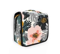 Yoogain Selva Foreste Fiore Borse cosmetiche per le donne viaggio con gancio appeso Borse trucco portatile con scomparti e maniglia