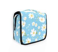 Yoogain Semplici Blue Daisy grandi borse cosmetiche per le donne con gancio appeso Essentials kit da barba borse per gli uomini Verticale Free-Standing