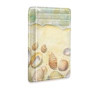 Yoogain Shells Lying on The Sandy Beach portafoglio sottile da uomo in pelle con finestra ID blocco RFID portafoglio per carte per uomini e donne