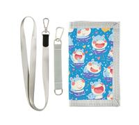Yoogain Simpatico cartone animato blu ippopotamo sottile regali portafoglio per giovani pop mens portafoglio con cordino, carino cartone animato ippopotamo, 1 size, Moda