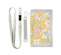Yoogain Simple Line Flower Giallo Bianco mens piccolo portafoglio per le donne fresco titolare con clip di denaro con cordino, semplice Linea fiore giallo bianco, 1 size, Moda