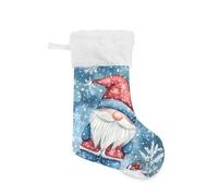 Yoogain SnowlBlue - Calza natalizia con fiocco di neve e fiocco di neve, con polsino in peluche, decorazione natalizia per le vacanze