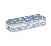 Yoogain Spazio Astronauti Arcobaleno Navi Modello di Plastica Trasparente Matita Box Doppio Deck Hard Penne Custodie Per Artigianato Arte Con Coperchio