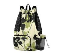 Yoogain St.patrick - Borsa da piscina con coulisse, motivo floreale, con tasche interne, impermeabile, colore: verde