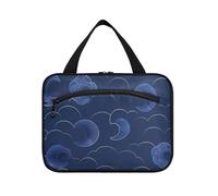 Yoogain Stile cinese Luna Nuvola Blu Scuro appeso borsa da toilette per le donne con gancio, designer portatile trucco cosmetico borsa per accessori da viaggio toilette bolso para maquillaje de mujer