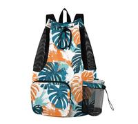 Yoogain Summer Palm Leaves Green Orange Draw String Back Bag Arrampicata Borsa Da Palestra Con Bottiglia D'acqua Tasca Sacchetto Della Corda Per La Scuola Impermeabile