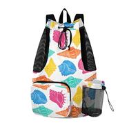 Yoogain Summer Seashell Colorful Coulisse Borse Da Palestra Per Gli Uomini Donne Borsa Da Piscina Con Bottiglia D'acqua Tasca Stringa Zaino Borsa Wet and Dry Separ