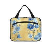 Yoogain Sweet Delphinium Gold borsa da appendere per gli uomini con gancio, custodia alla moda di design per articoli da toeletta per gli elementi essenziali per le donne che viaggiano estuches para