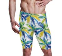 Yoogain Swim Jammers - Collant da nuoto da uomo, lunghezza al ginocchio | Costume da bagno da uomo, lunghezza al ginocchio, per piscina, spiaggia, vocazione, estate, palma tropicale, verde