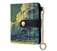 Yoogain The Moon Scenery - Portafoglio classico pieghevole da donna, in pelle PU, colore: giallo e verde