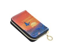 Yoogain The Sunset over The Blue Sea Of Flowers portafoglio porta carte in pelle per le donne con Cion Purse RFID Blocco titolare della carta da donna con cerniera