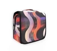 Yoogain Trendy Gradient Waves borsa da viaggio per articoli da toeletta con gancio per appendere borse portatili per il trucco con scomparti e maniglia