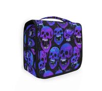 Yoogain Trendy Skull Gradient Pattern Blue Purple borse da toilette per le donne con gancio appeso elegante borse della medicina con scomparti e maniglia
