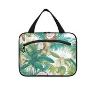 Yoogain Tropical Summer Coconuts Hanging borsa da toilette per gli uomini con gancio, borsa chic designer per il trucco per il viaggio deve toilette bolsa para guardar maquillaje L, Noci di cocco