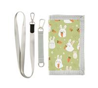 Yoogain Verde Carino Conigli Cartoon portafoglio per gli uomini bifold per donna unico mens viaggio portafoglio con cordino, verde, carino, conigli, cartone animato, 1 size, Moda