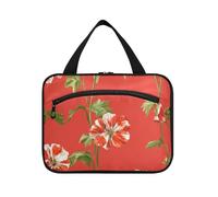 Yoogain Vintage Geranium Red borse da appendere per donna articoli da toeletta con gancio, designer essenziale toilette organizzatore per gli uomini crociere bolso de mano para hombre L, Rosso Geranio