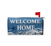 Yoogain Welcome Home Ocean Style Blu Decorativo Casella Postale Coperture Magnetiche per Pasqua Carino St Patricks Day Mailbox Covers Standard Size Cover para buzon