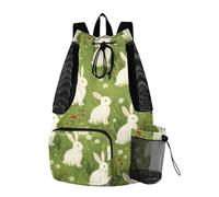 Yoogain White Rabbits Green Field Borse con coulisse Sport Gym Sackpack con tasche interne String Bag Wet and Dry Separation