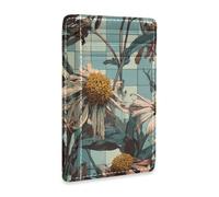 Yoogain Withered Daisy Blue Plaid Retro portafoglio da uomo in pelle sottile con finestra ID blocco RFID titolare della carta portafoglio per uomini e donne