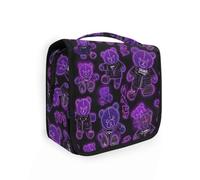 Yoogain Y2k Viola Neon Bears Teddy borse da toilette per donne in viaggio con gancio appeso borsa portatile trucco con scomparti e maniglia