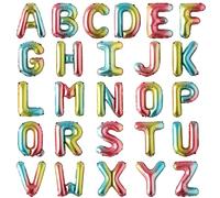 YOOGEE - Set di palloncini a forma di lettera dell'alfabeto in Mylar da 46 cm, set di palloncini a forma di lettera dalla A alla Z, per matrimoni, feste di compleanno, decorazione striscioni, frase personalizzata, 26 pezzi (arcobaleno)