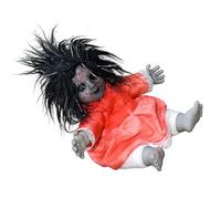 Yooghuge Bambola seduta con viso incandescente e suoni terrificanti e voce attivata per cortile veranda decorazioni animatronic giocattolo portico decorazione