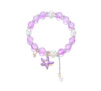 Yooghuge Braccialetto da polso con perline colorate, elegante conchiglia, stella, pesce, fatto a mano, accessorio da indossare tutti i giorni per la prima comunione delle ragazze, Misura unica, come