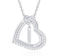 Yooghuge Collana personalizzabile con lettera a forma di cuore con pietre di zircone luccicanti, accessorio portatile per trendsetter alla moda collana minimalista, C, come descritto, come descritto