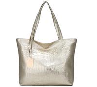 Yooghuge Moda Donna Sparkly Metallic PU Pelle Grande Borsa A Tracolla Casual Vintage Modello Grande Capacità Borsa Borsa PU Per La Durata, Oro, One Size