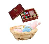 Yooghuge Scatola da cucito in miniatura Kit Cestino di filato Modello Figurine Per 1/12 Case delle Bambole Scena Display Accessori Artigianato Kit di Progetto Delle Bambole Accessori Display