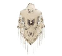 Yooghuge Scialli Formali E Avvolgere Per Abiti Da Sera Pizzo Tulle Sciarpa Scialle Trasparente Con Frangia Farfalla Ricamata Farfalla Ricamata, E, Taglia unica