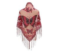 Yooghuge Scialli Formali E Avvolgere Per Abiti Da Sera Pizzo Tulle Sciarpa Scialle Trasparente Con Frangia Farfalla Ricamata Farfalla Ricamata, D, Taglia unica