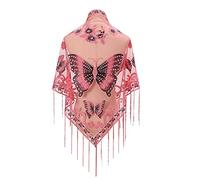 Yooghuge Scialli Formali E Avvolgere Per Abiti Da Sera Pizzo Tulle Sciarpa Scialle Trasparente Con Frangia Farfalla Ricamata Farfalla Ricamata, B, Taglia unica