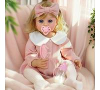 YOOHBERRYS Bambole Reborn con Sensore di Gravità e Dialogo Vocale, 55cm Bambole Reborn in Silicone con Capelli Lunghi, Vestiti e Accessori per Bambini dai 3 Anni in su