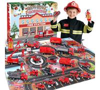 YOOHBERRYS Calendario Avvento Macchinine 2025 Bambino, Camion dei Pompieri in Metallo con Macchinine e Giocattoli Vigili del Fuoco, Idea Regalo Natale 2 3 4 5 6 Anni